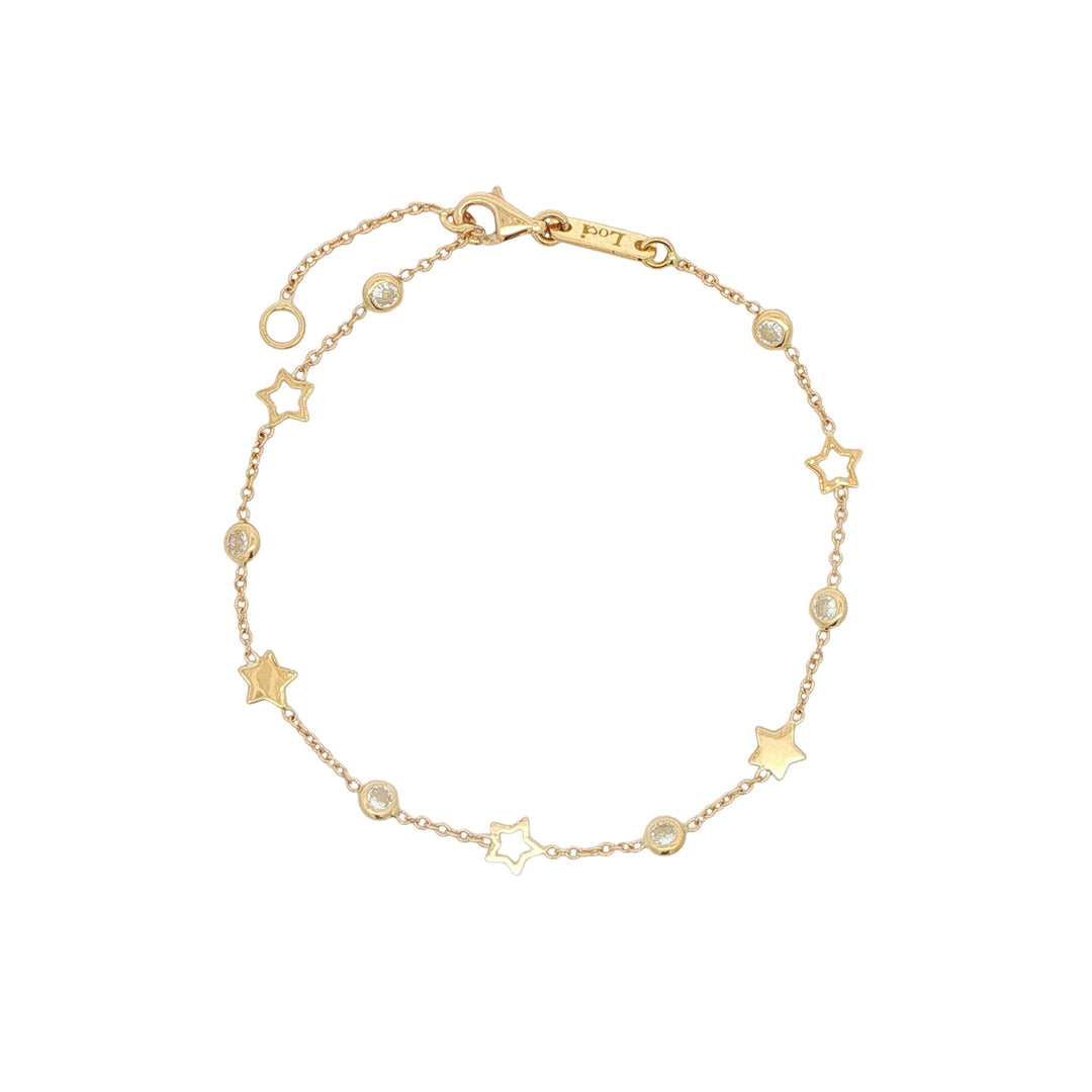 18K Yellow Gold Cubic Zirconia 7.5" Star Bracelet