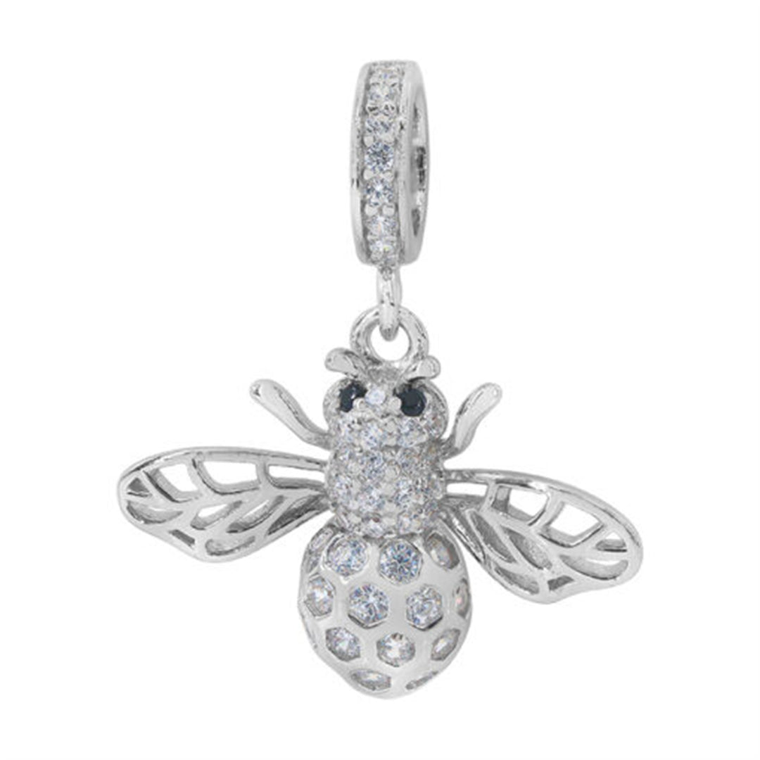 Sterling Silver with Rhodium Bumblebee Pendant with CZ