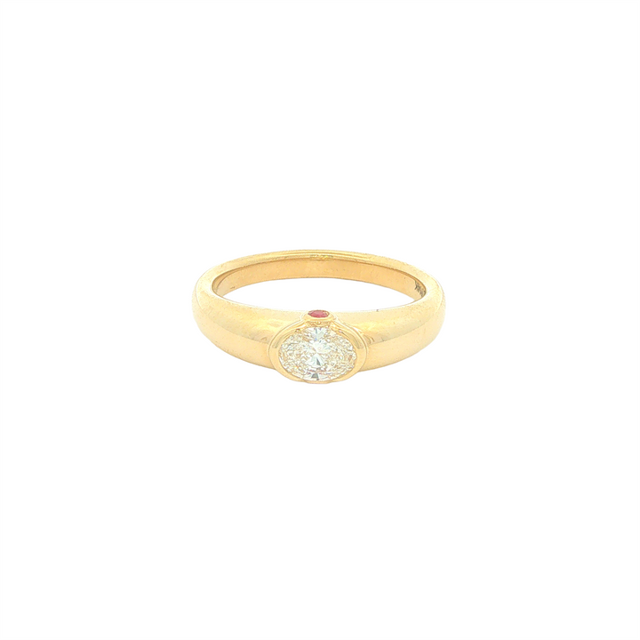 14KT Yellow Gold 0.41cttw Canadian Diamond Solitaire Band with Ruby Accent