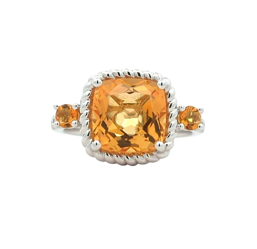 18KT White Gold Citrine and 0.13ctw Diamond Ring