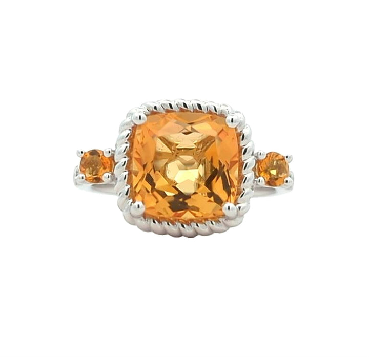 18KT White Gold Citrine and 0.13ctw Diamond Ring