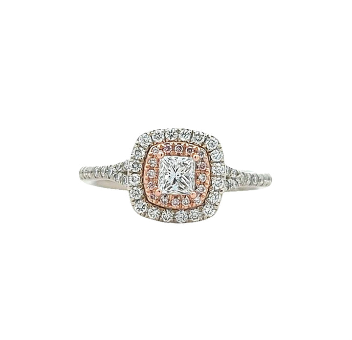 14KT White and Rose Gold 1.16ctw Diamond Estate Engagement Ring and Matching Band