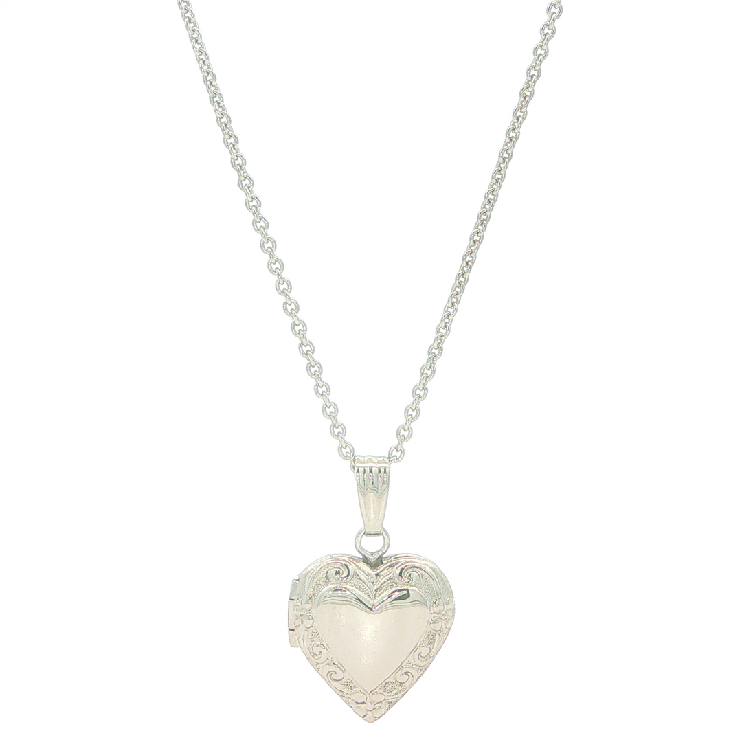 Stering Silver Heart Locket Necklace 15"