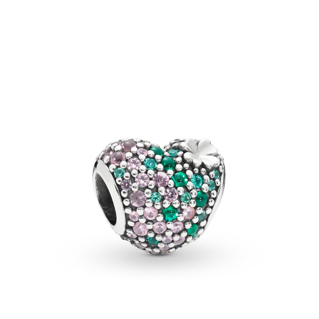 Gleaming Clover Heart, Green and Pink Crystals