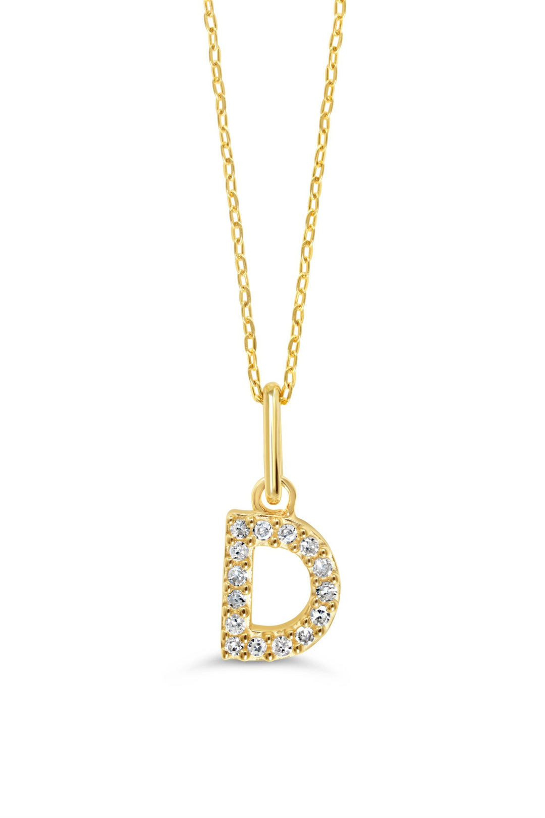10KT Yellow Gold 0.05ctw Diamond Initial "D" Necklace