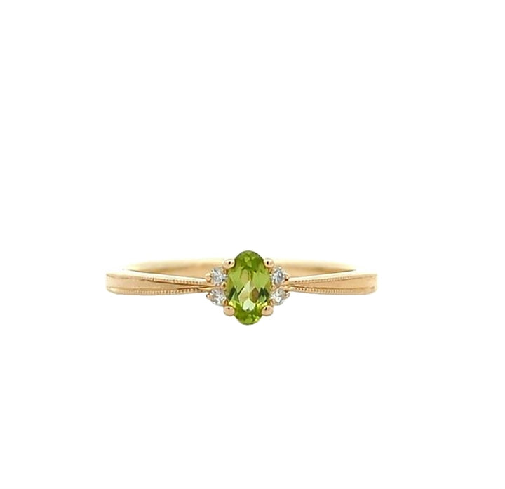 10KT Yellow Gold Peridot and 0.03ctw Diamond Ring