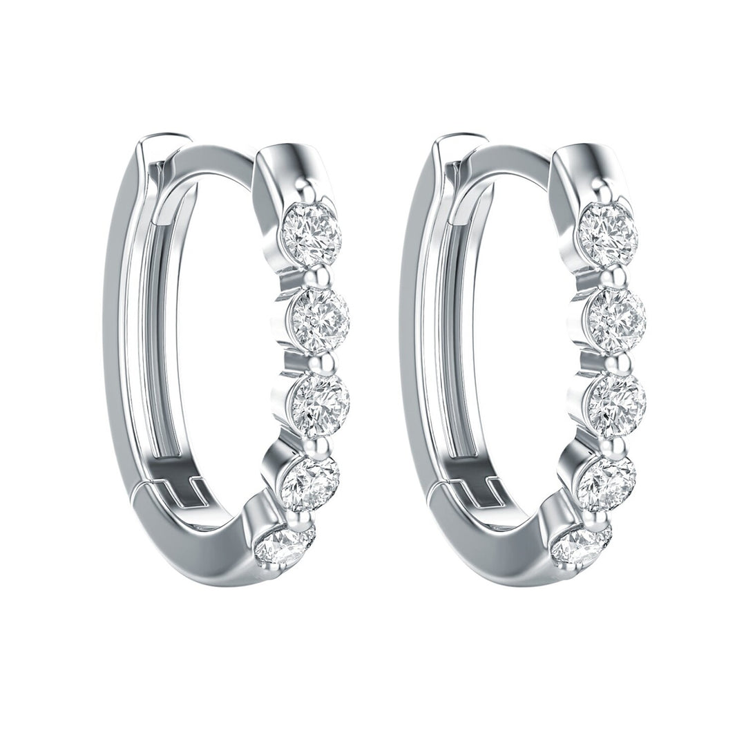 MALO Sterling Silver White Vermal Plating 0.20ctw Diamond Huggie Hoop Earrings