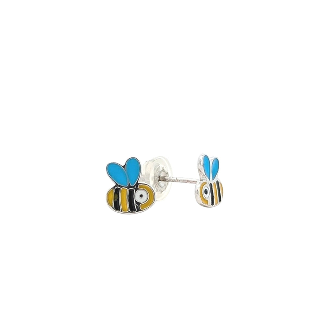 Sterling Silver Enamel Bee Children's Stud Earrings