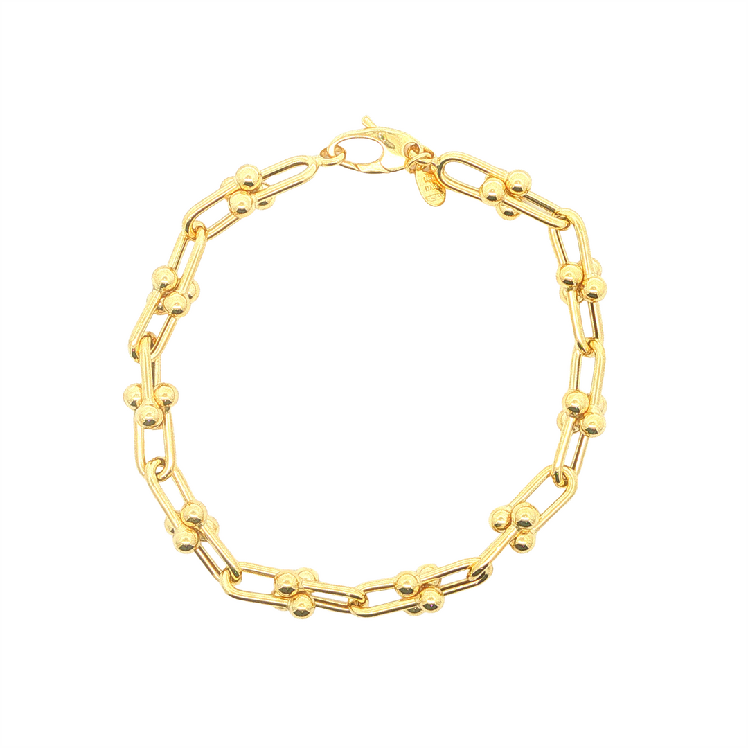 14K Yellow Gold Harware Link Bracelet 8"