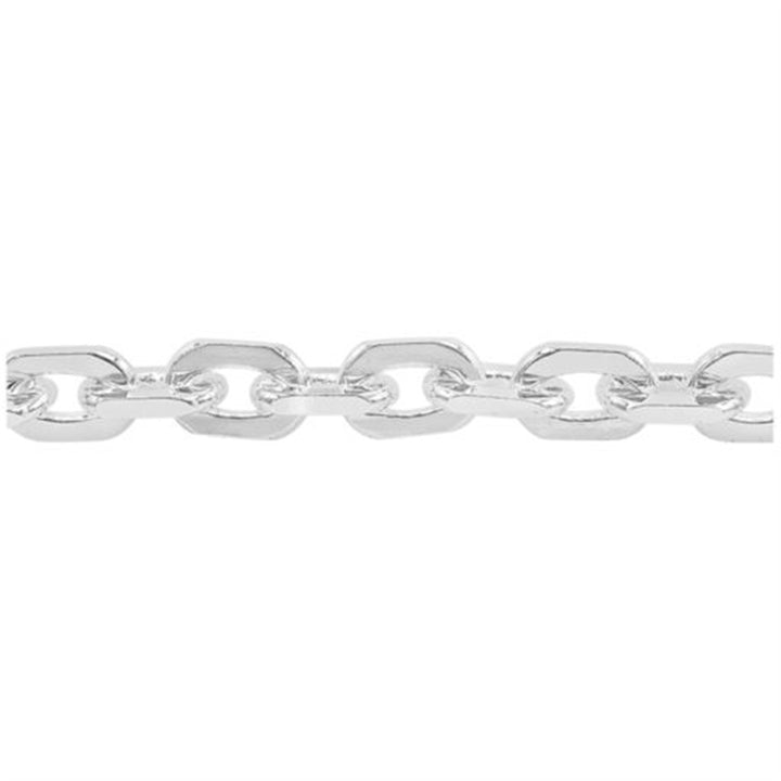 Sterling Silver 7.5" Cable Chain With Hammered And Diamond Cut On 4 Sides, 5.5mm Width