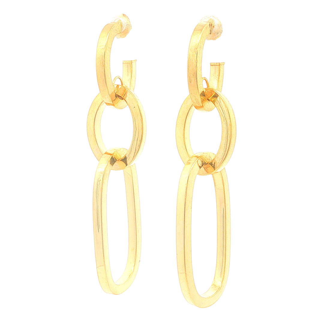 10KT Yellow Gold Thick Interlocking Oval Earrings