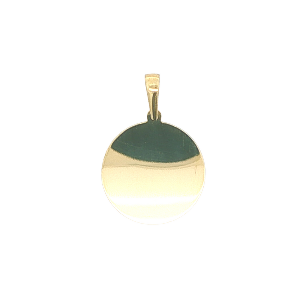 10KT Yellow Gold Engraveable Flat Circle Pendant