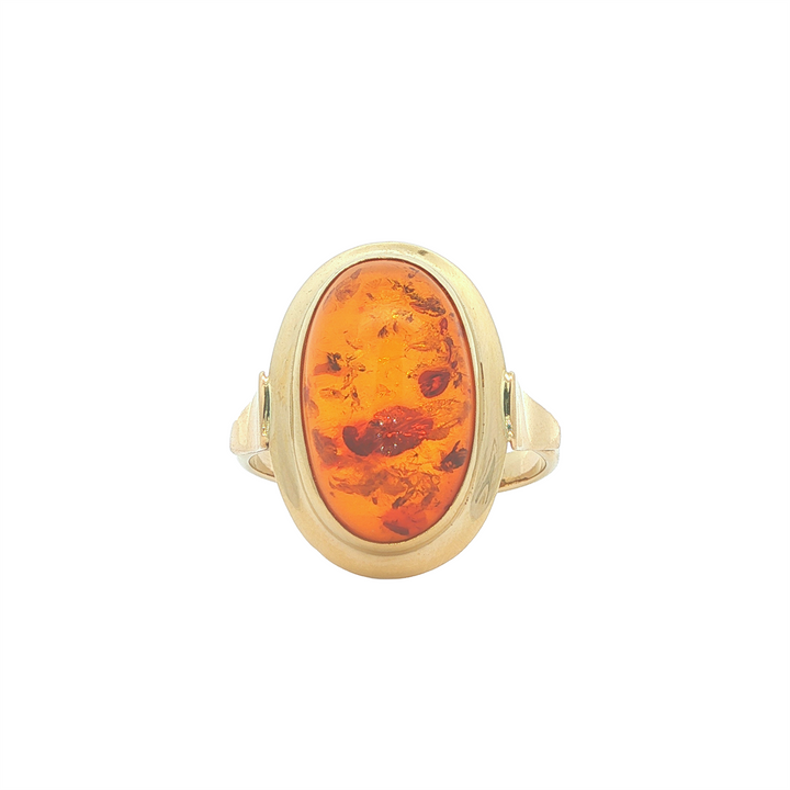 14K Yellow Gold Amber Estate Ring