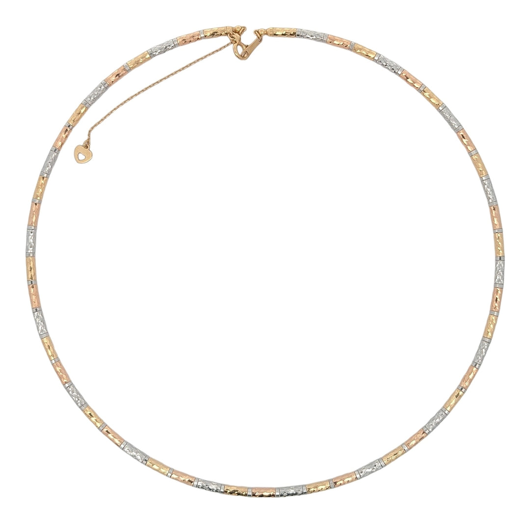 18K Two-Tone Gold Diamond Cut Tube Chain