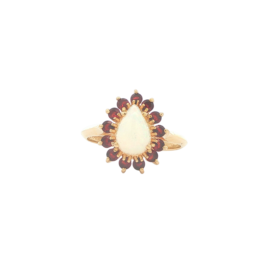 14K Yellow Gold Opal Ruby Estate Ring