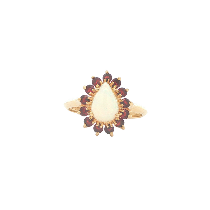 14K Yellow Gold Opal Ruby Estate Ring