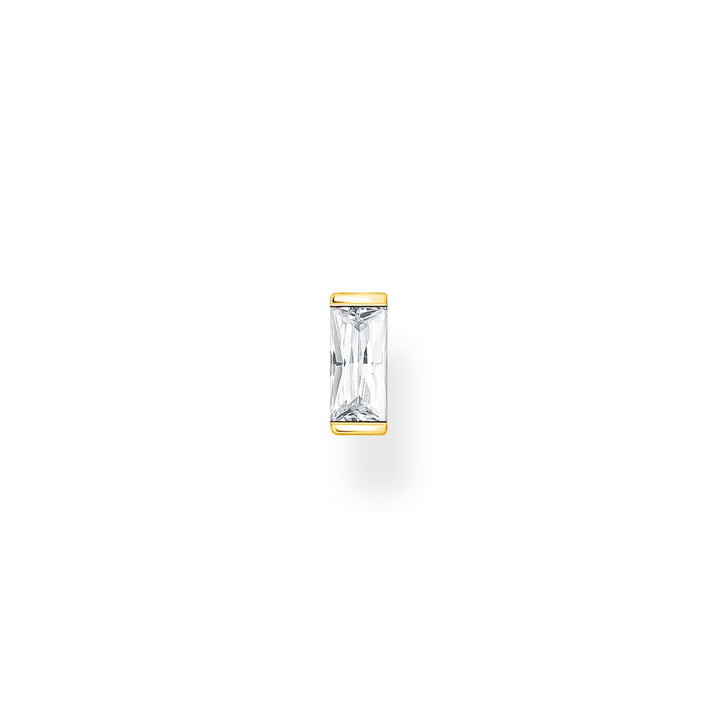 Single Ear Stud White Stone Gold