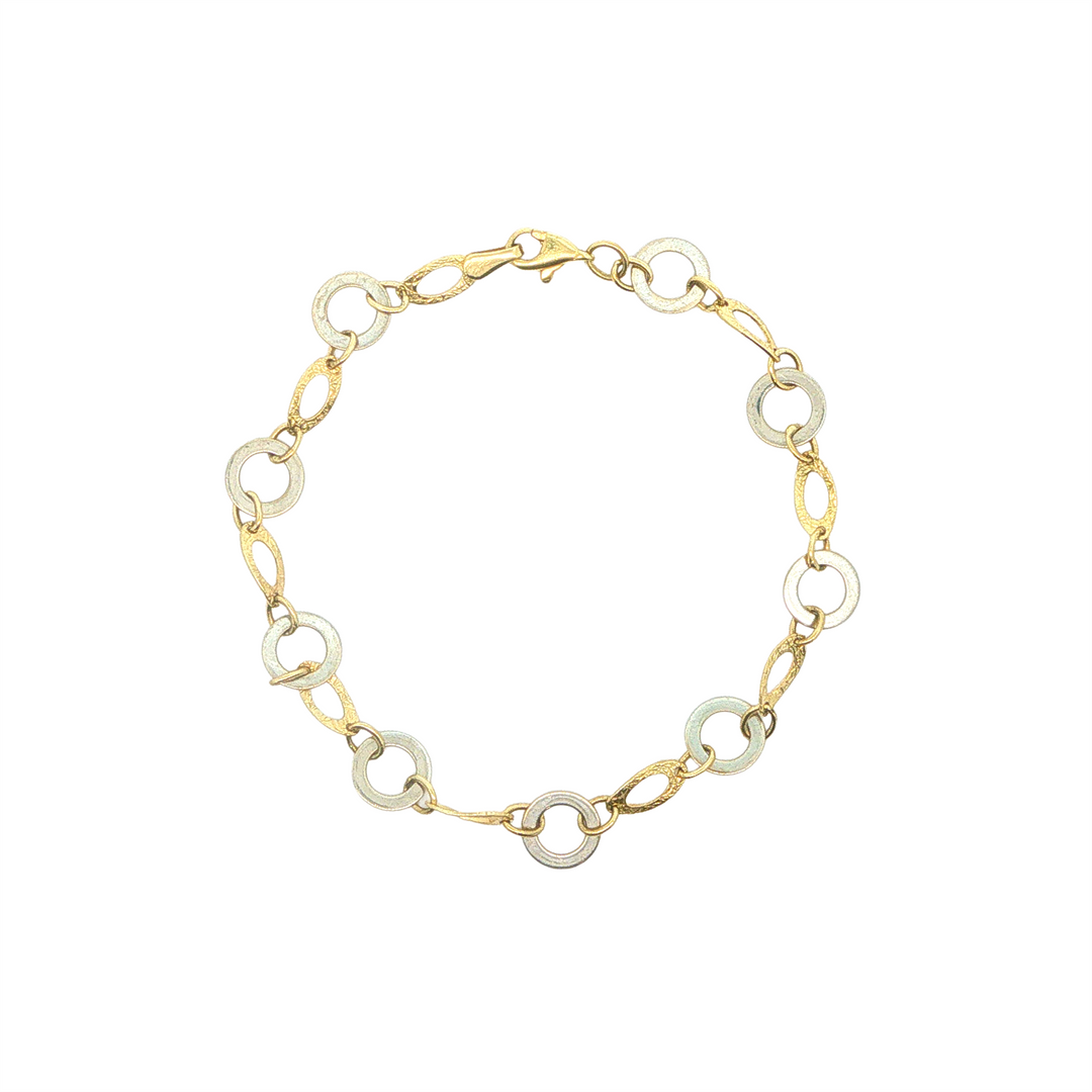 10KT Yellow & White Gold Fancy Link Bracelet 7.5"