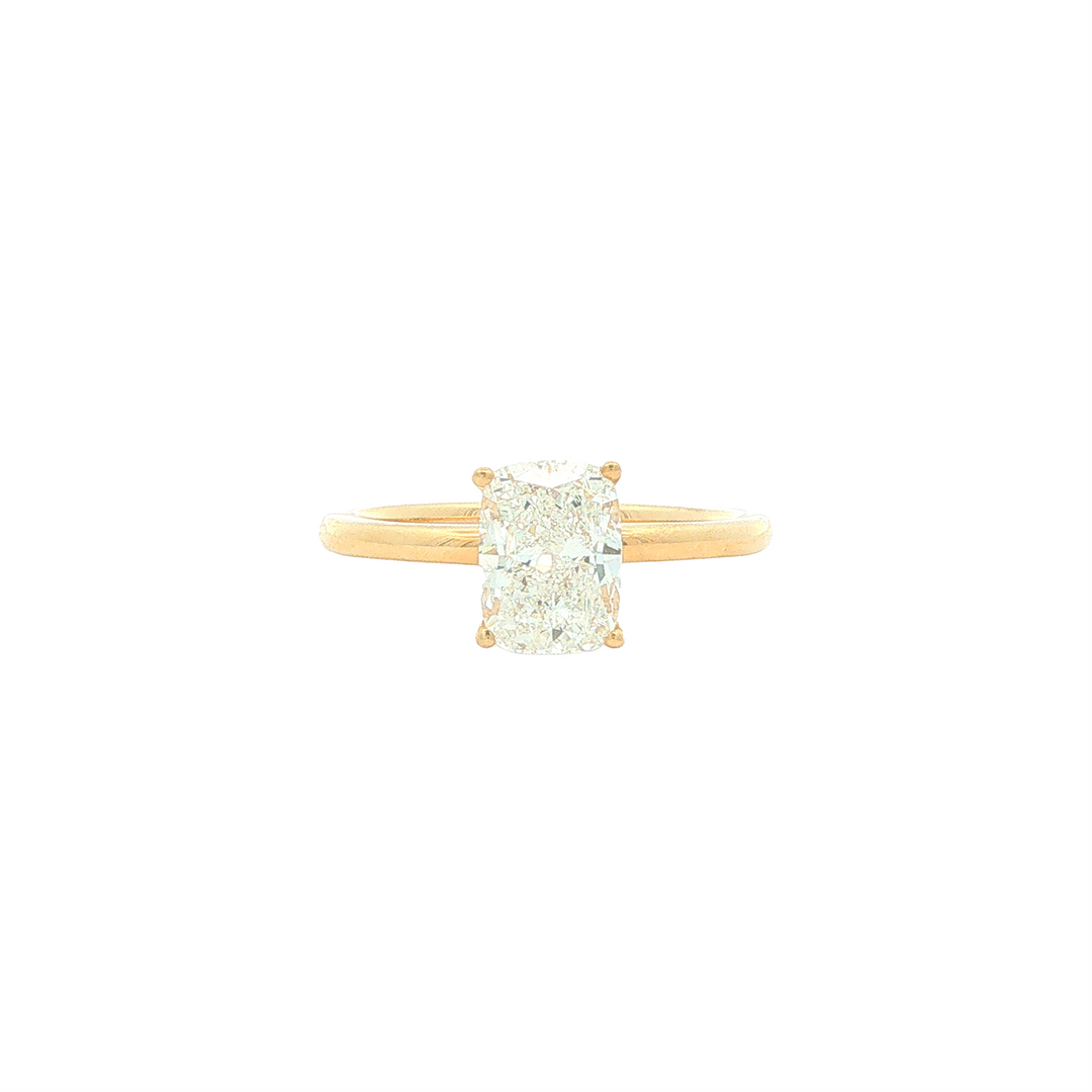 14KT Yellow Gold 2.1ctw Lab Grown Rectangular Cushion Cut Diamond Engagment Ring with Hidden Halo