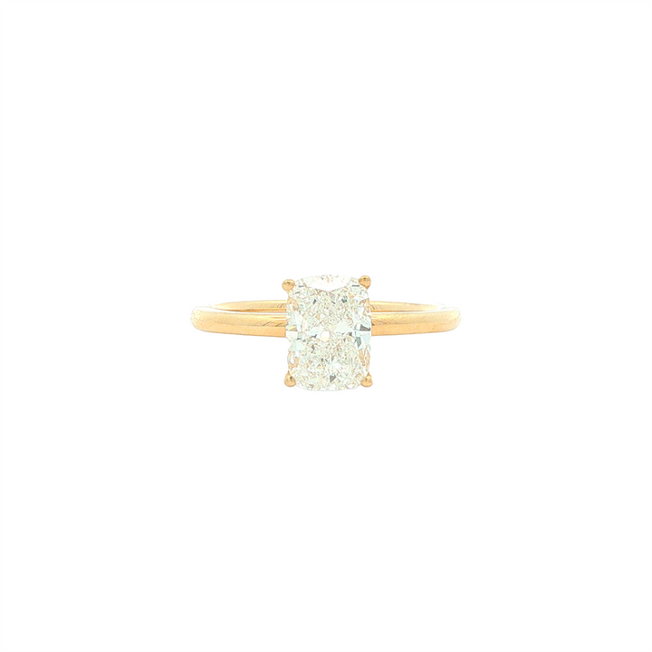 14KT Yellow Gold 2.1ctw Lab Grown Rectangular Cushion Cut Diamond Engagment Ring with Hidden Halo