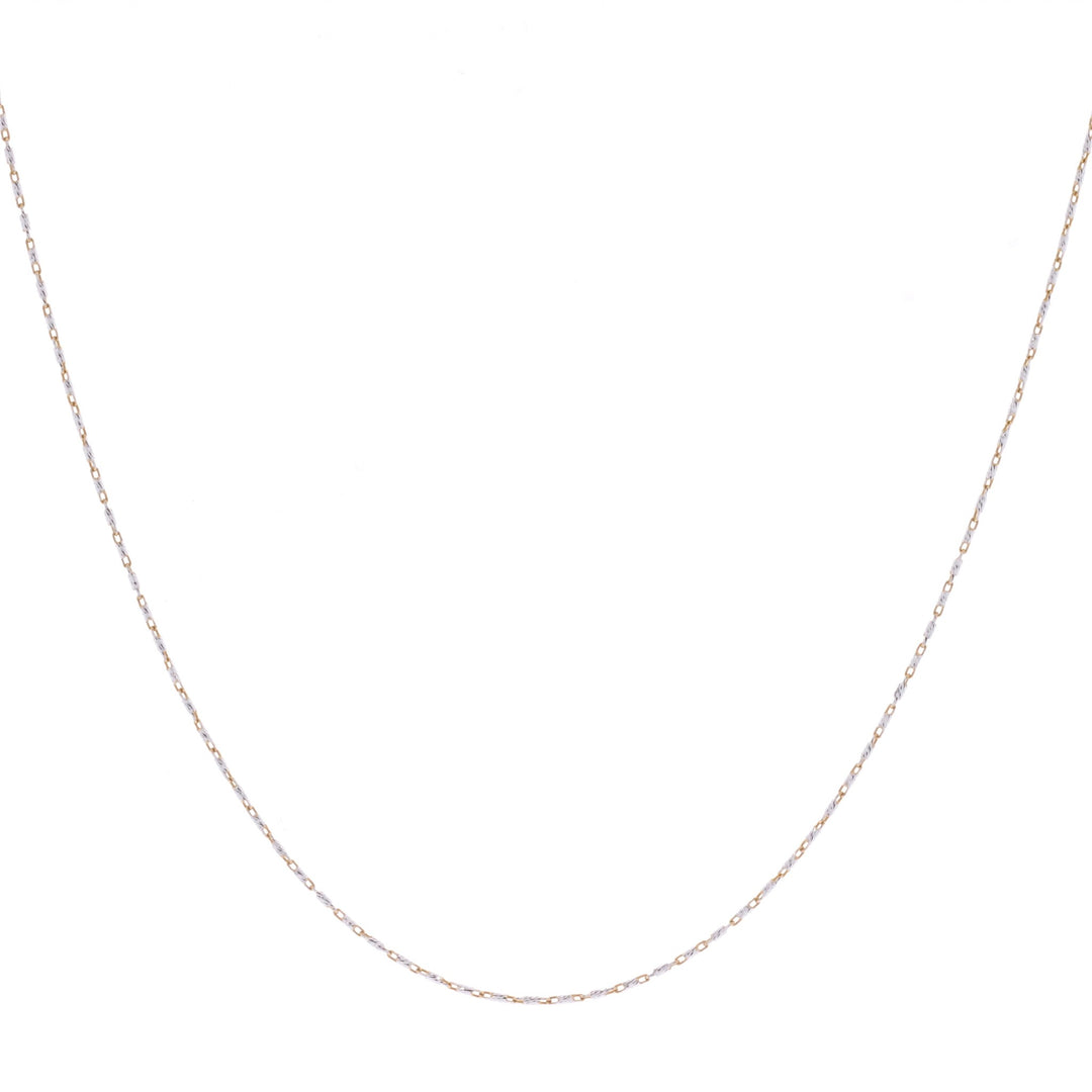 10K Yellow and White Gold 20" 0.9mm Twisted Bullet Chain