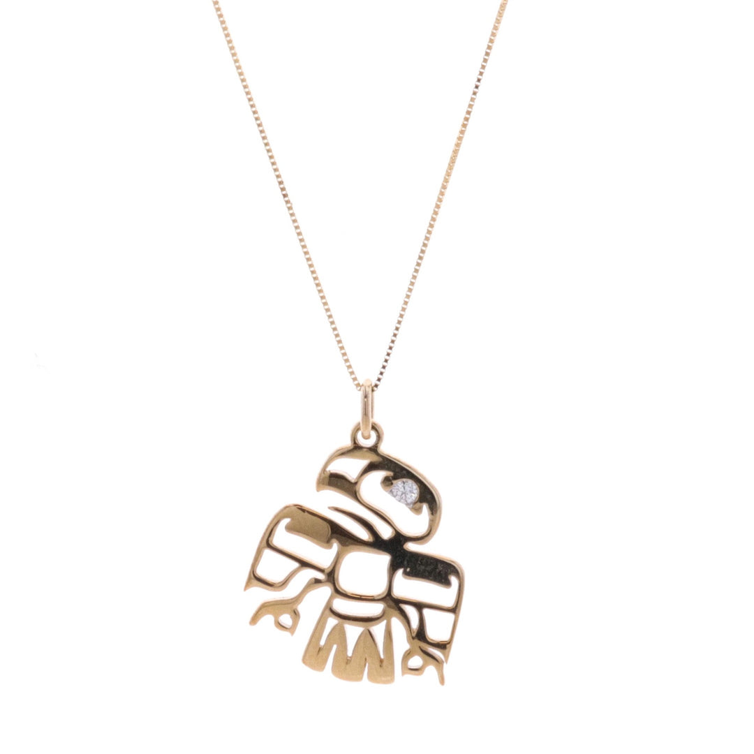 10KT Yellow Gold 0.02ctw Diamond Raven Necklace