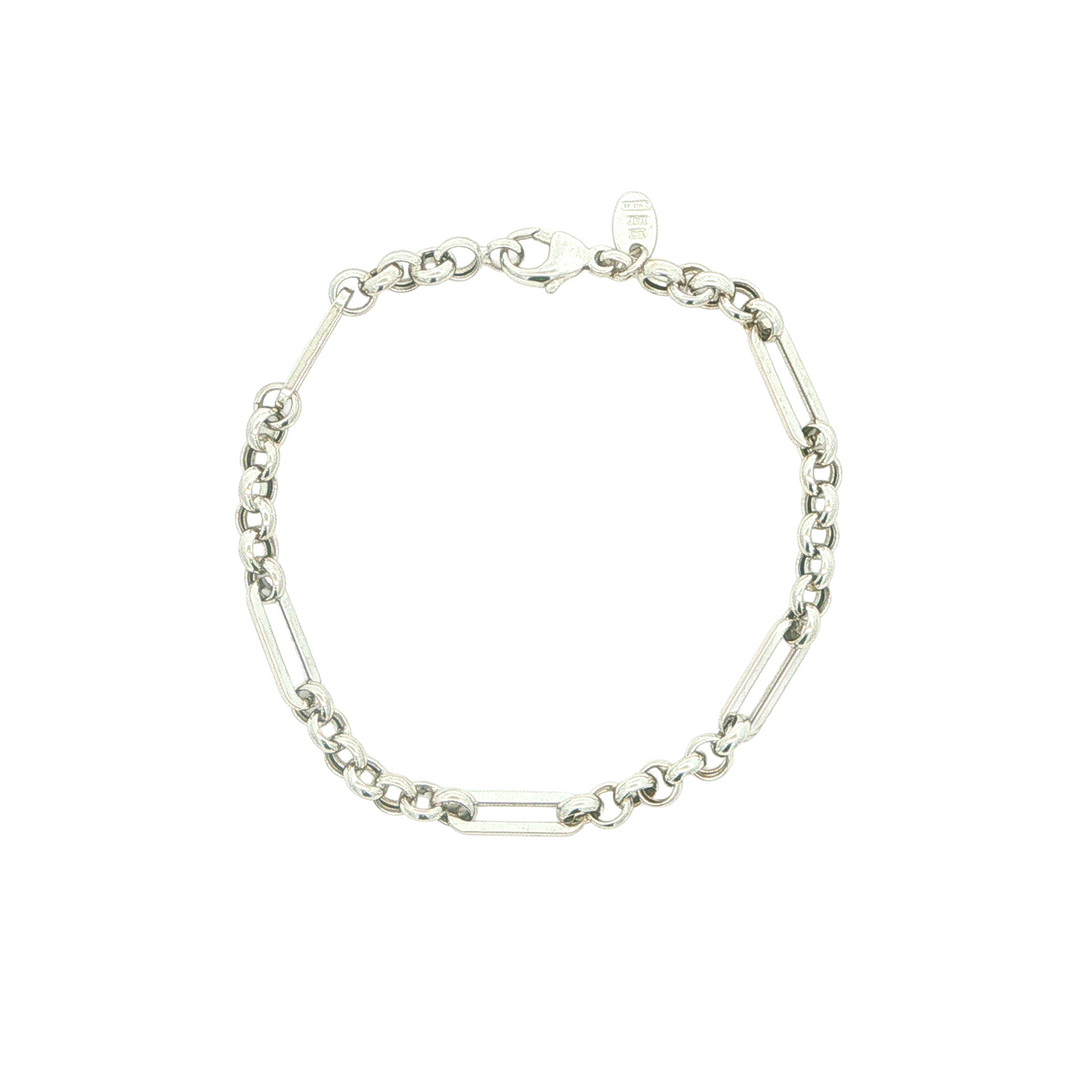 14KT White Gold Fancy Linked Bracelet 7.5"