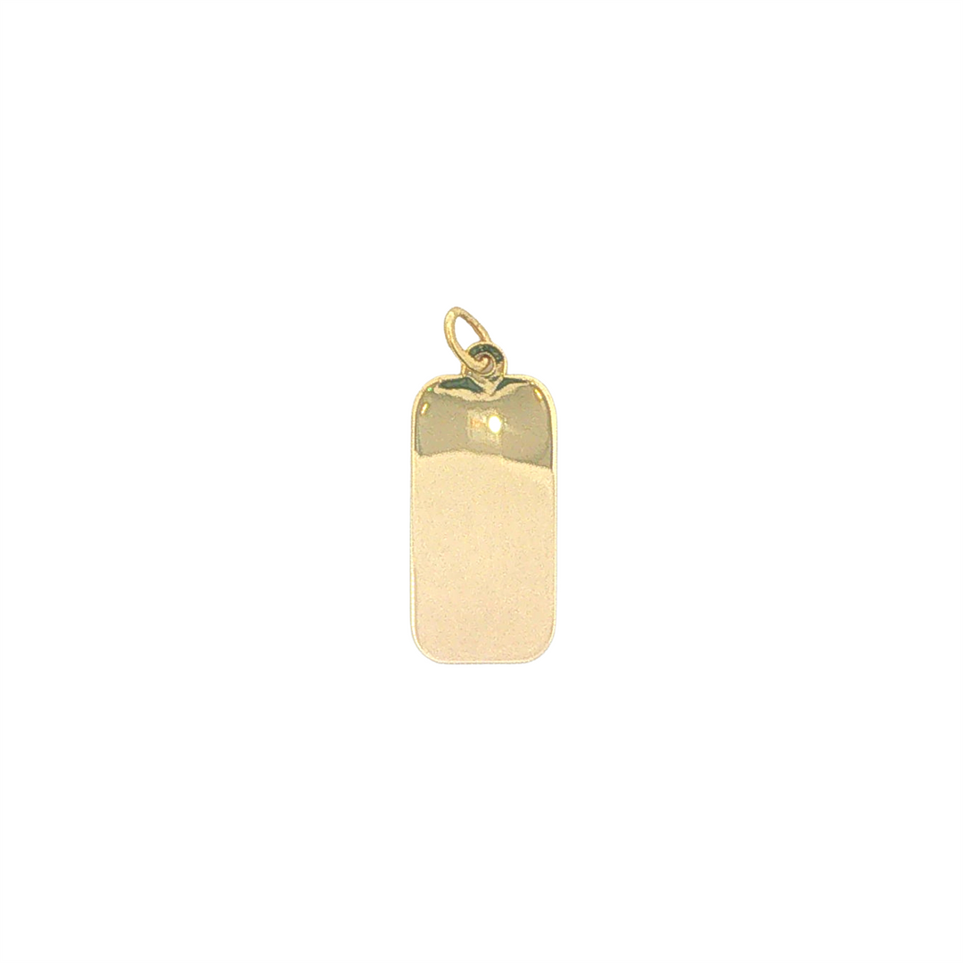 10KT Yellow Gold Rectangular Dog Tag Pendant