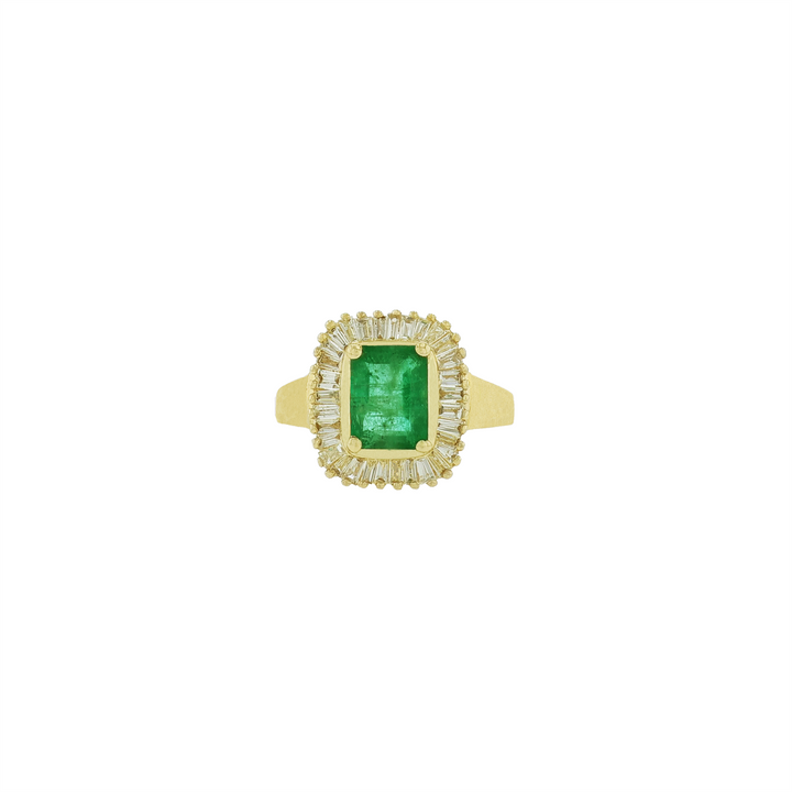 14KT Yellow Gold Emerald Cut Emerald & 0.85cttw Diamond Estate Ring