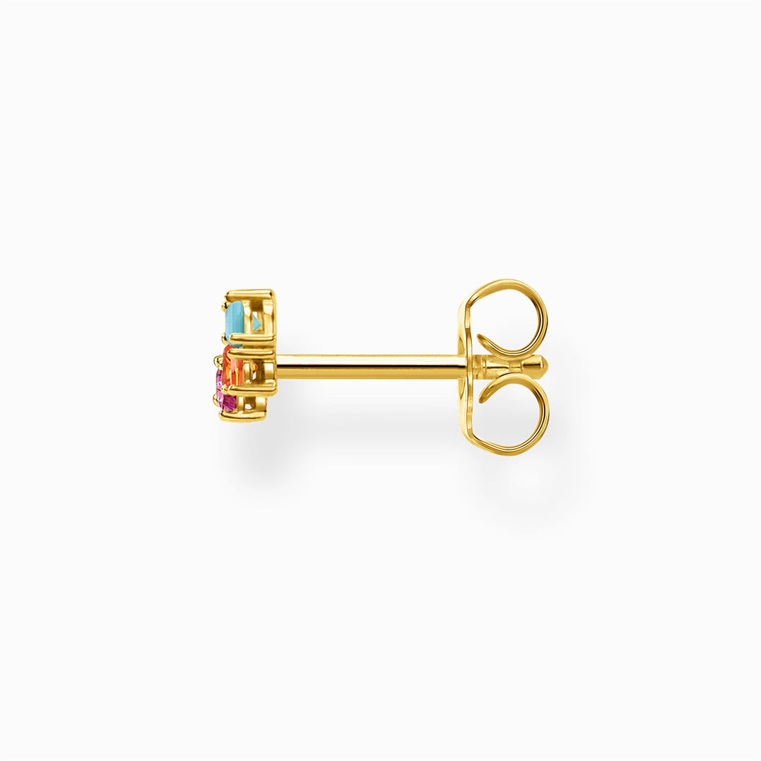 Thomas Sabo Sterling Silver Gold Plated Colourful Stones Single Stud Earring