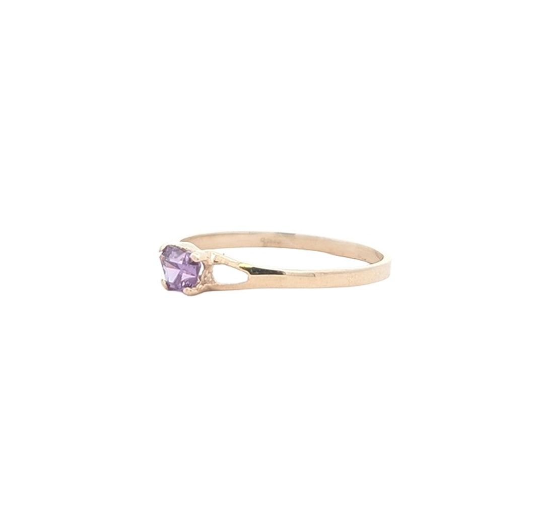 10KT Yellow Gold Butterfly February Birthstone Ring