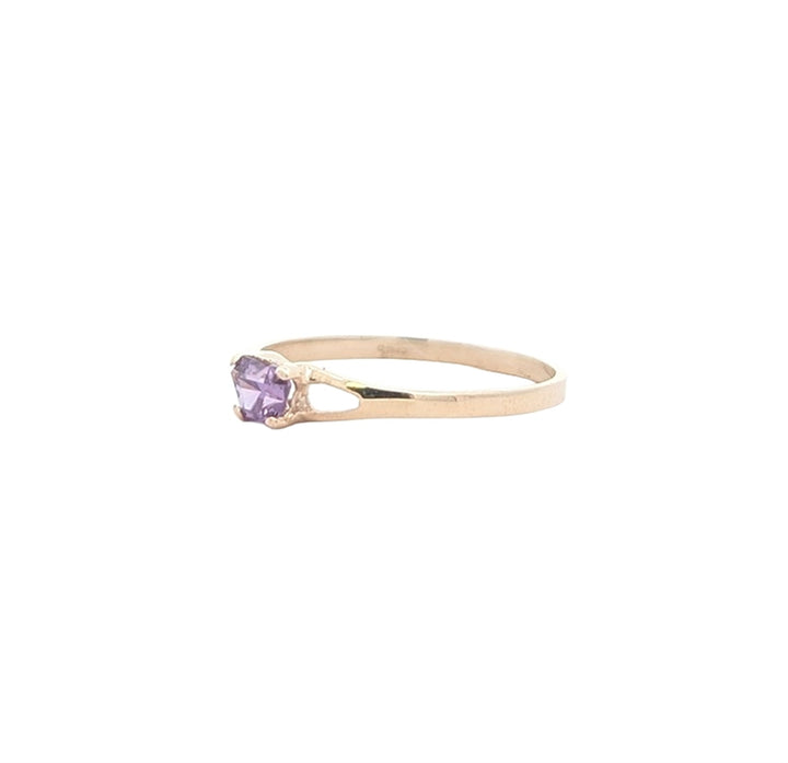 10KT Yellow Gold Butterfly February Birthstone Ring