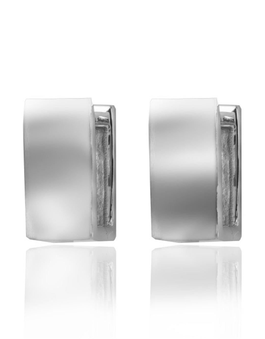 Sterling Silver Rectangular Huggie Earrings