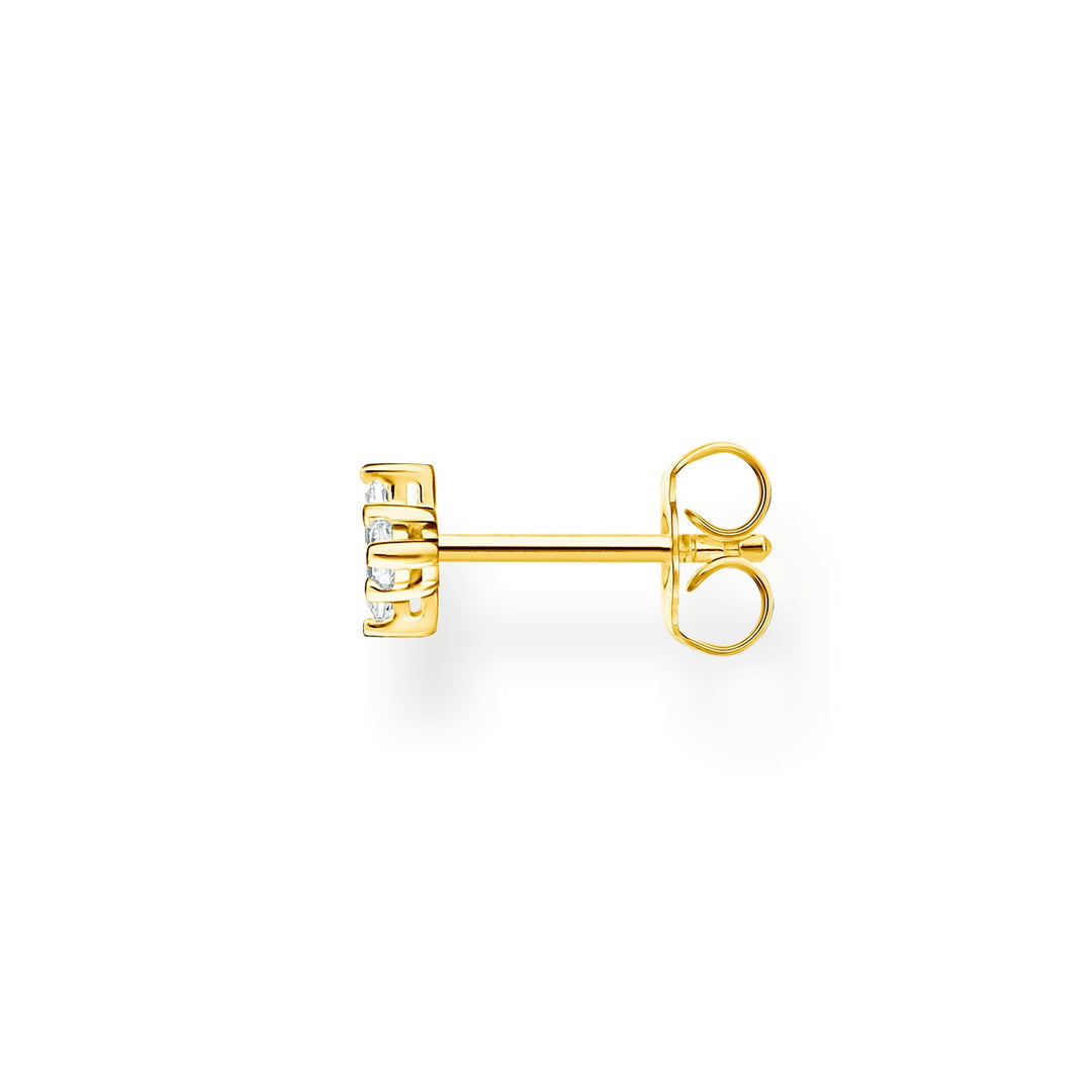 Single Ear Stud White Stone Gold