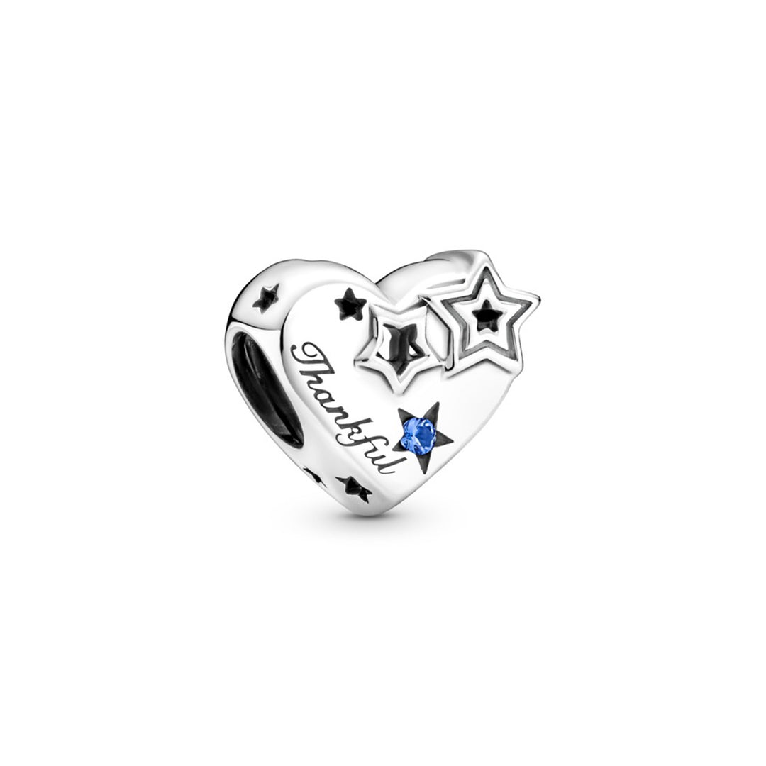 Thank you heart sterling silver charm