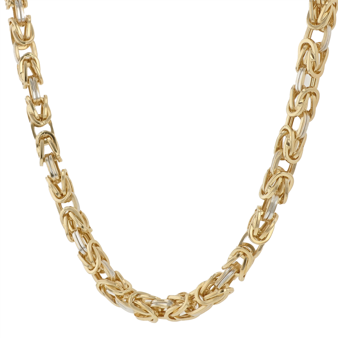 18KT Yellow and White Gold Byzantine Link Estate Chain 24"