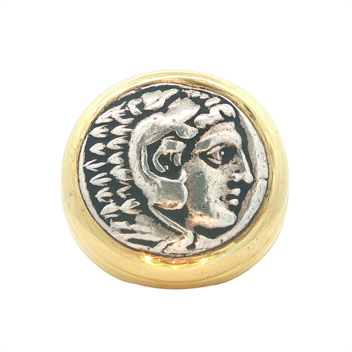 18K Yellow and Sterling Silver Tetradrachm Coin Ring