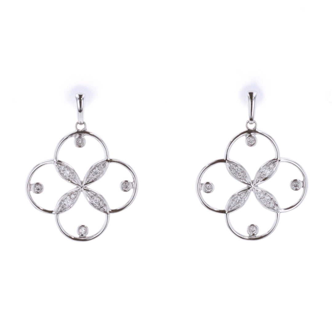 14KT White Gold Diamond Circle Earrings Final Sale