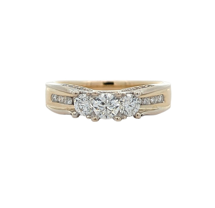 14KT Yellow Gold with Rhodium Plating 1.00ctw Diamond Estate Engagement Ring