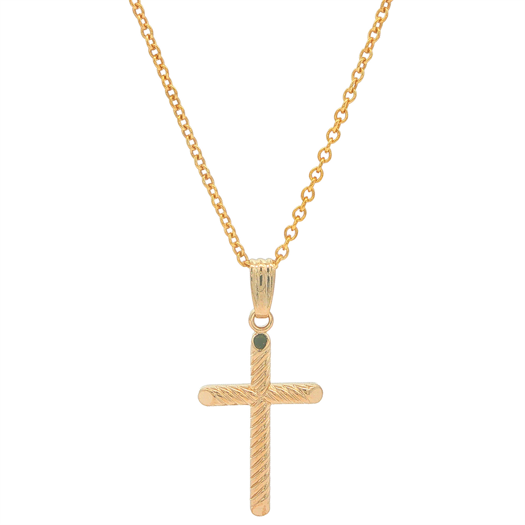 14KT Gold Filled Sterling Silver Children's Cross Pendant on 15" Chain