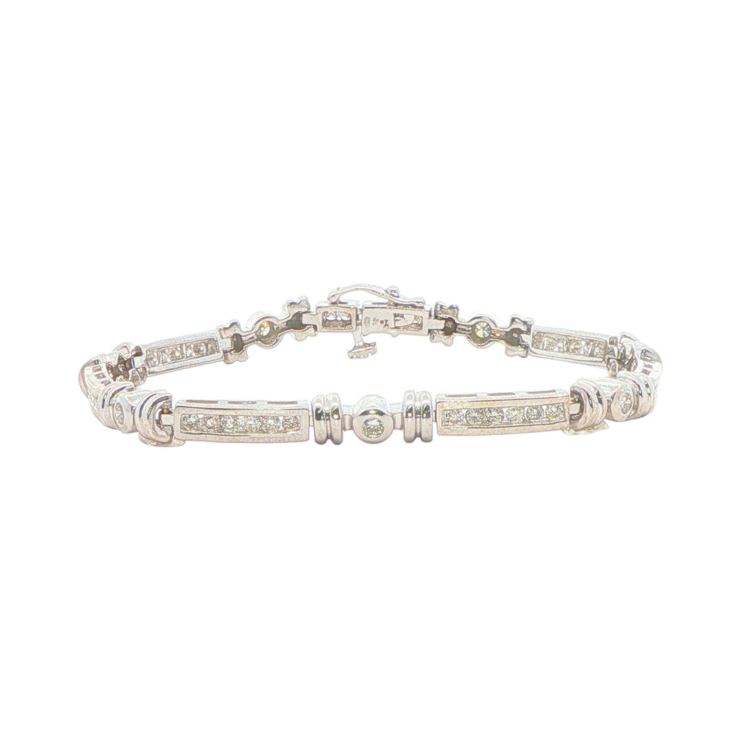 14KT White Gold 1.48ctw Diamond Estate 7" Tennis Bracelet