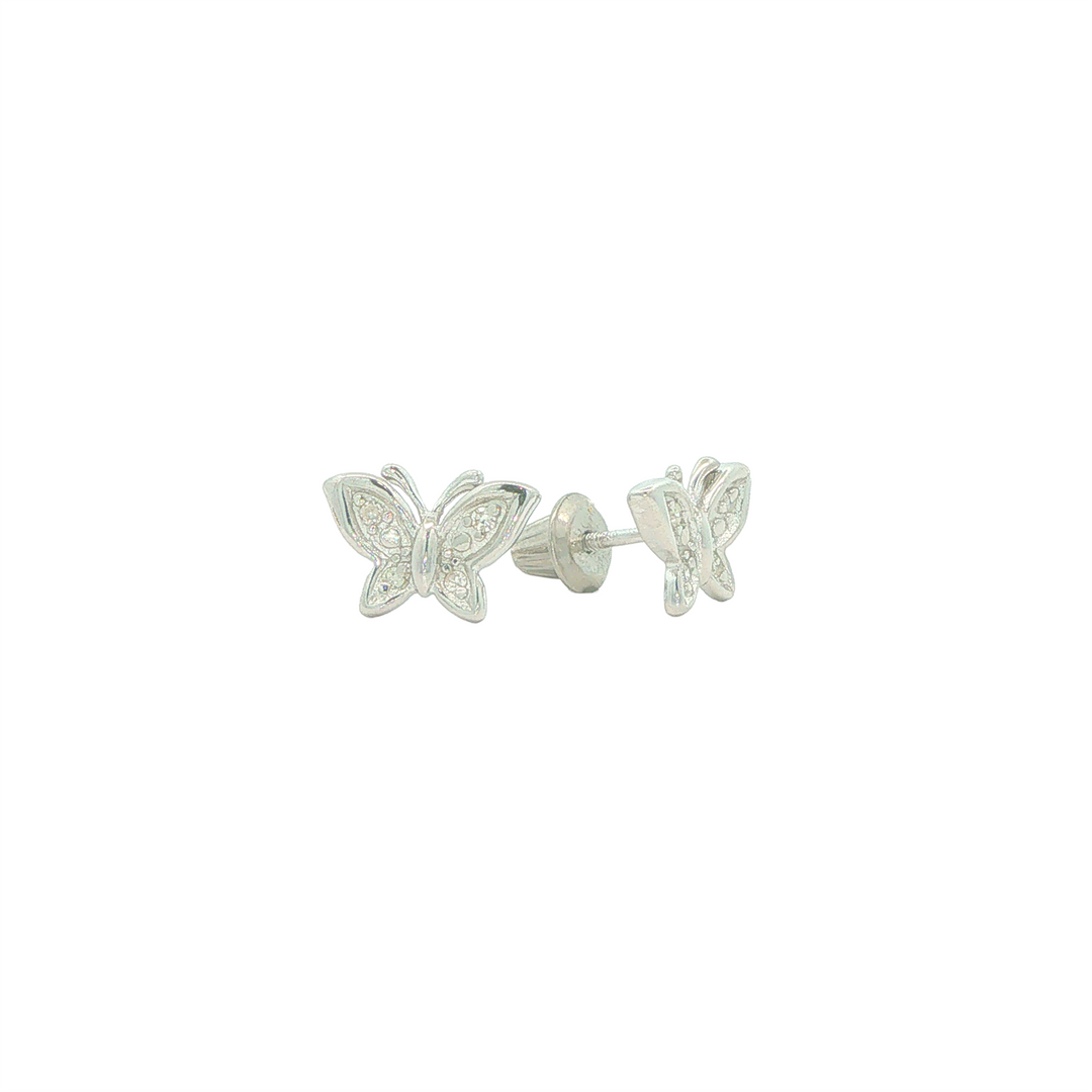 Sterling Silver .04cttw Diamond Butterfly Earrings