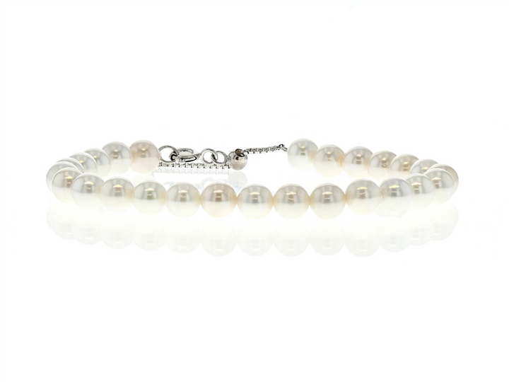 REIGN Sterling Silver Pearl Bracelet and Pearl and CZ Earring Set