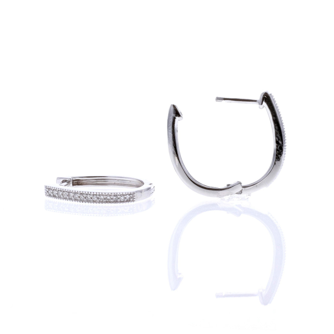 14KT White Gold Diamond Hoop Earrings