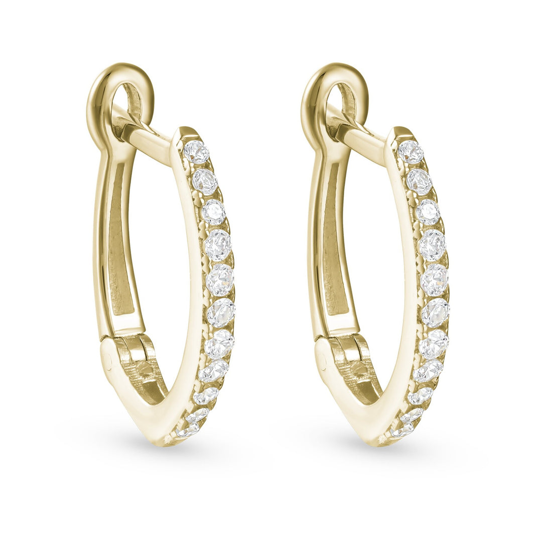 MALO Sterling Silver Yellow Vermal Plating 0.14ctw Diamond Huggie Hoop Earrings