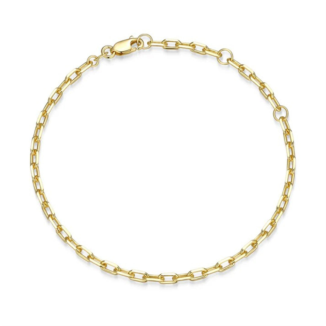 REIGN Sterling Silver Gold Plated Faceted Cable Chain Bracelet 6+1.5"