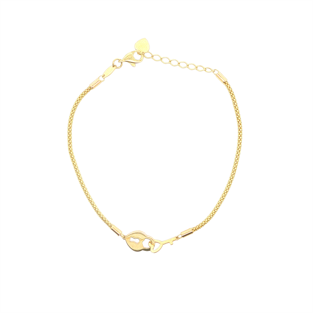 10KT Yellow Gold Lock & Key Bracelet 7.75"