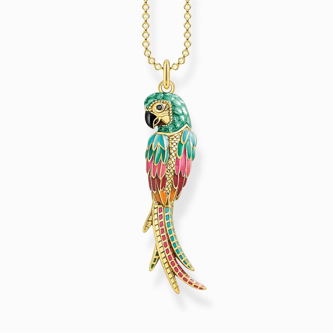 Thomas Sabo Sterling Silver Gold Plated Colourful Parrot Necklace
