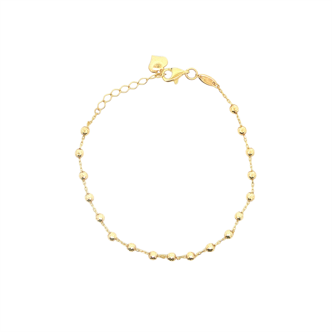 10KT Yellow Gold Diamond Cut Bead Station Bracelet 7.5"