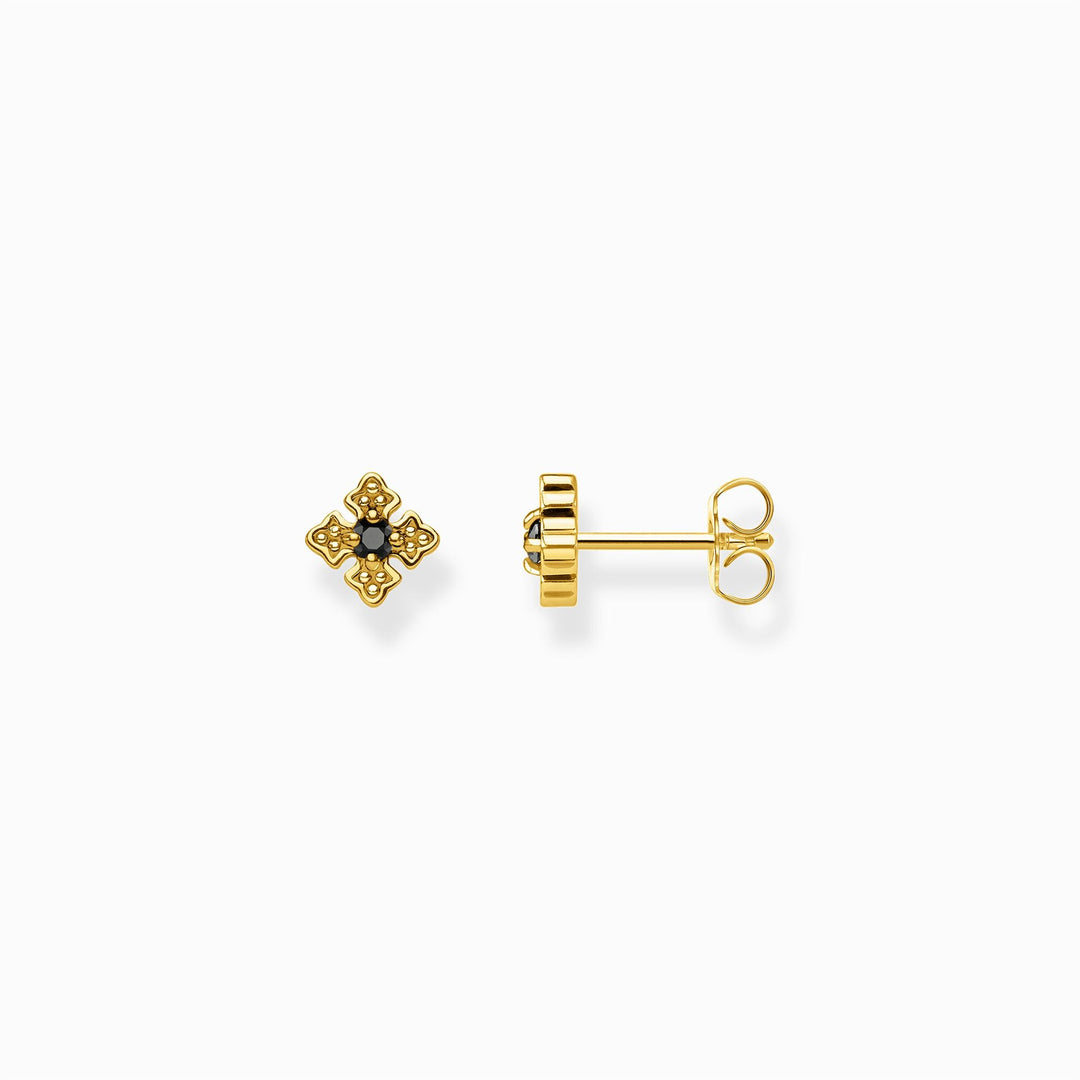 Thomas Sabo Sterling Silver Gold Plated Black CZ Stud Earrings